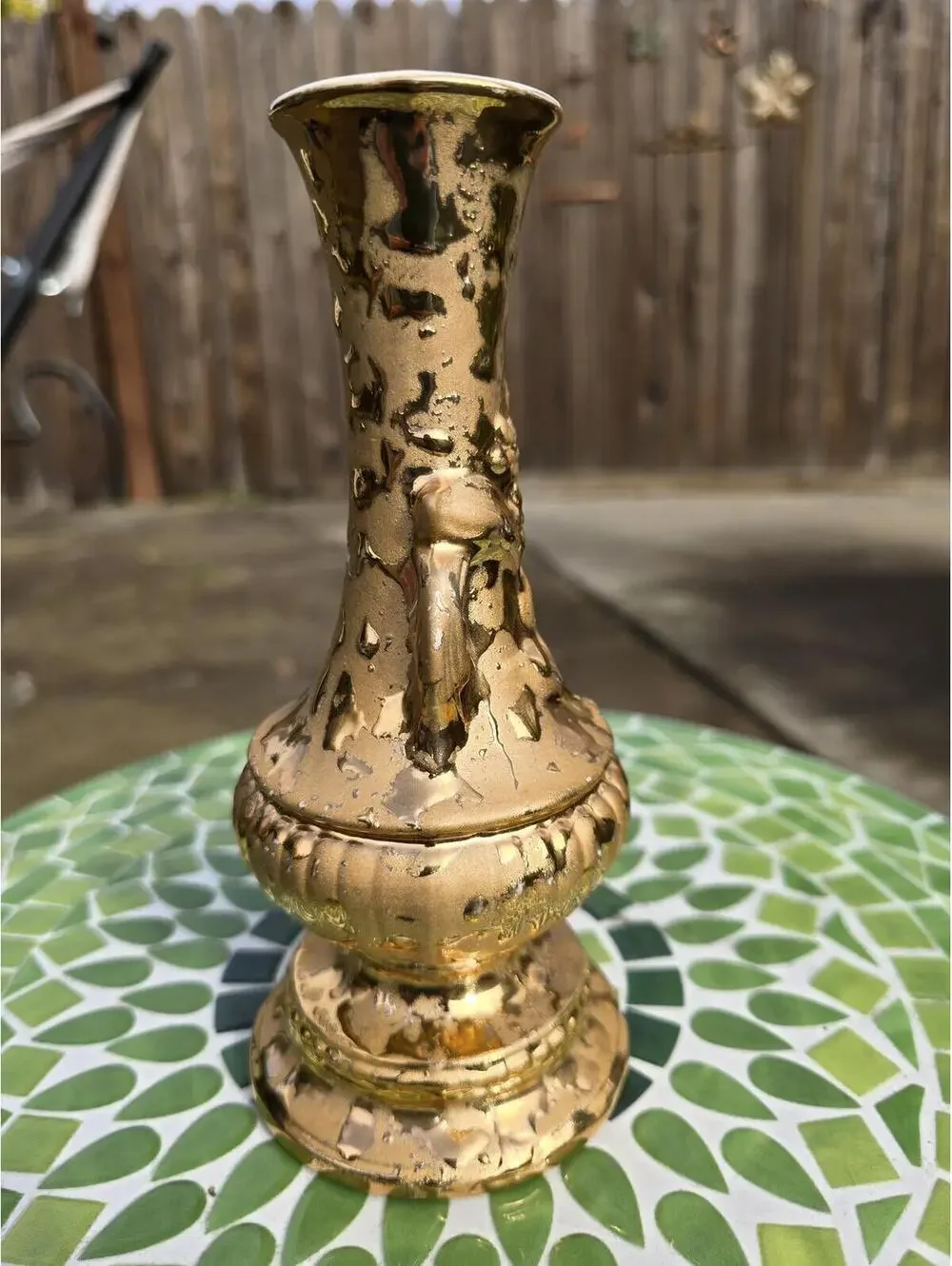 Vintage 24K Weeping Gold Vase | Hollywood Regency Ornate Dual Handle Urn